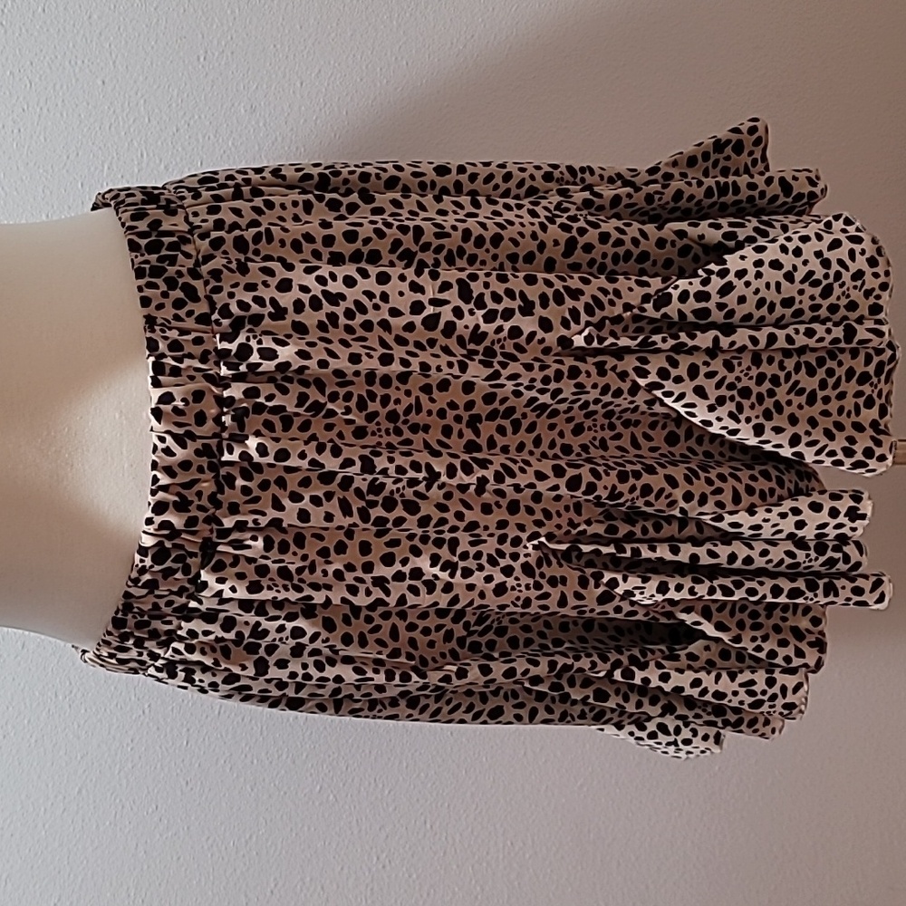 🔥 SALE LEOPARD ANIMAL PRINT SHEER GAUZE PEPLUM FLOATY FLARED MINI SKIRT XXL - Picture 12 of 12